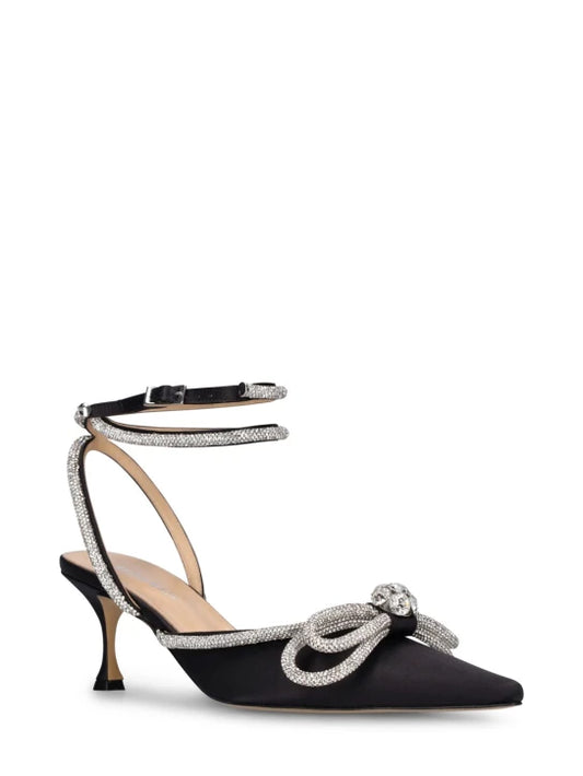 giày cao gót mach & mach heels 65mm double bow silk satin pumps