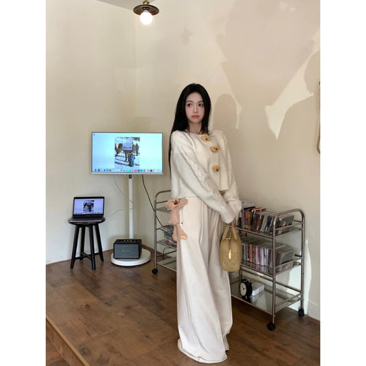 13De Marzo Embroidery Logo Wide Leg Pants Beige BlankRoom