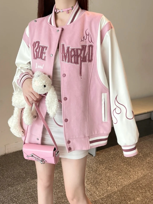 13De Marzo Jacket Baseball Rabbit Pink BlankRoom