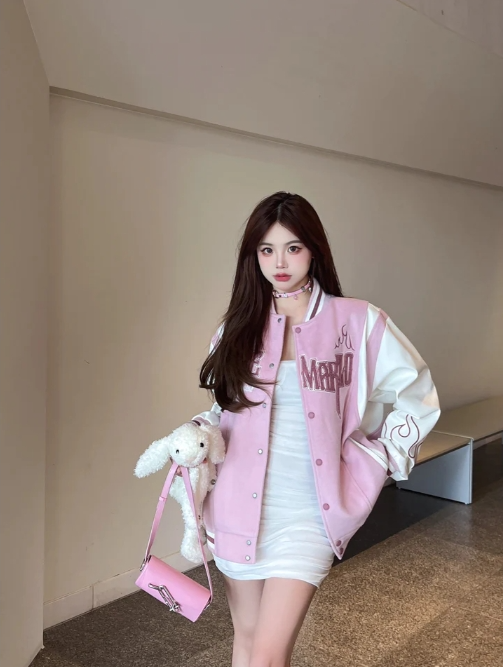13De Marzo Jacket Baseball Rabbit Pink BlankRoom
