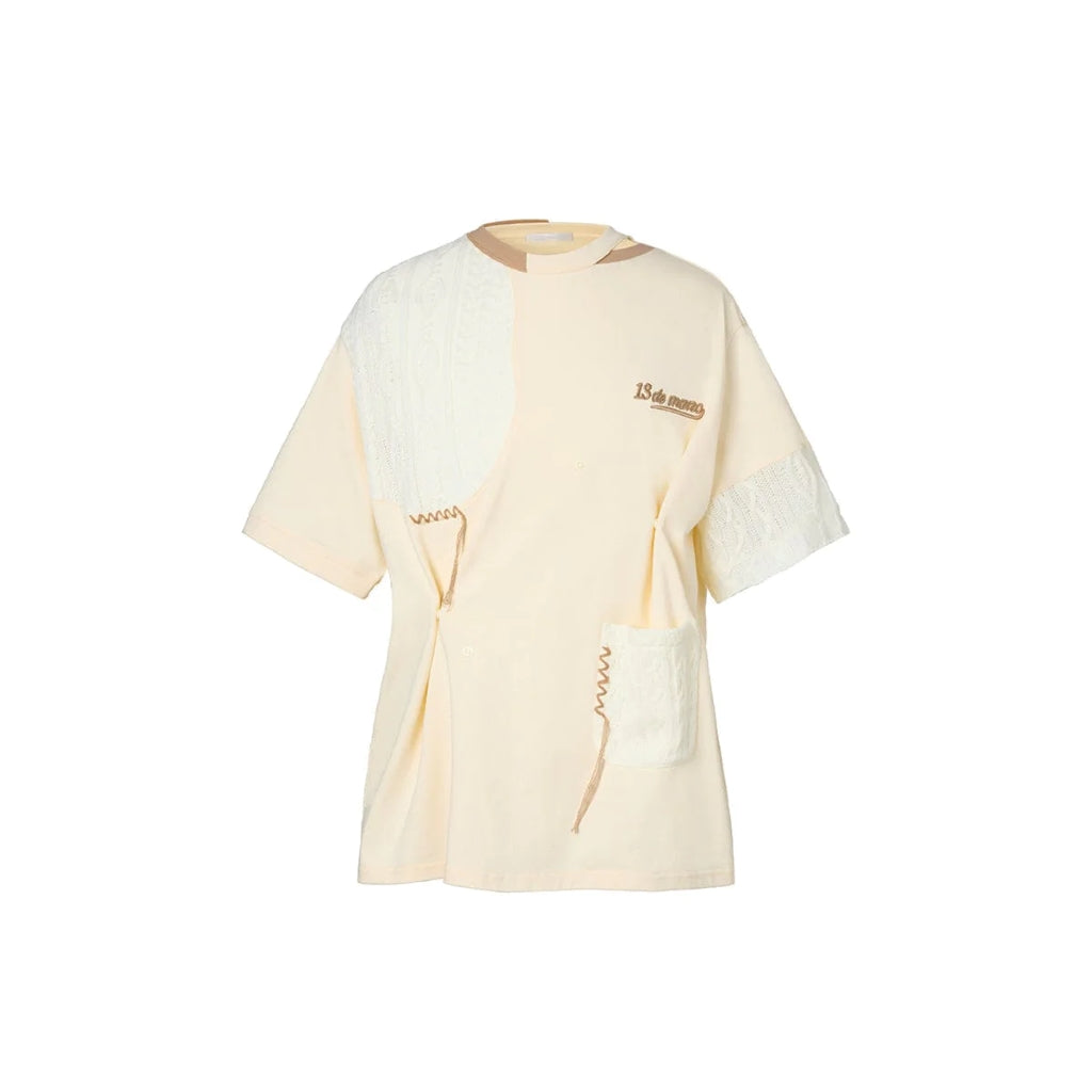 13De Marzo Plush Bear Knit Suture Tee Cream BlankRoom