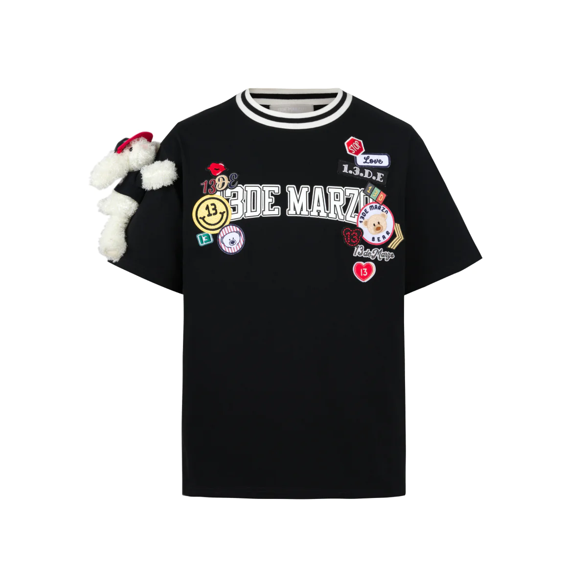 13De Marzo Badge Knit Collar T-Shirt Black hàng hiệu chính hãng Authentic có sẵn tại BlankRoom Hả Nội,Việt Nam.