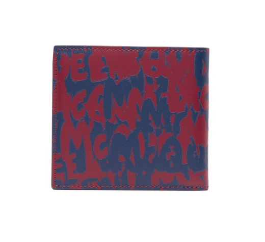 ví alexander mcqueen mcqueen graffiti bi-fold leather wallet