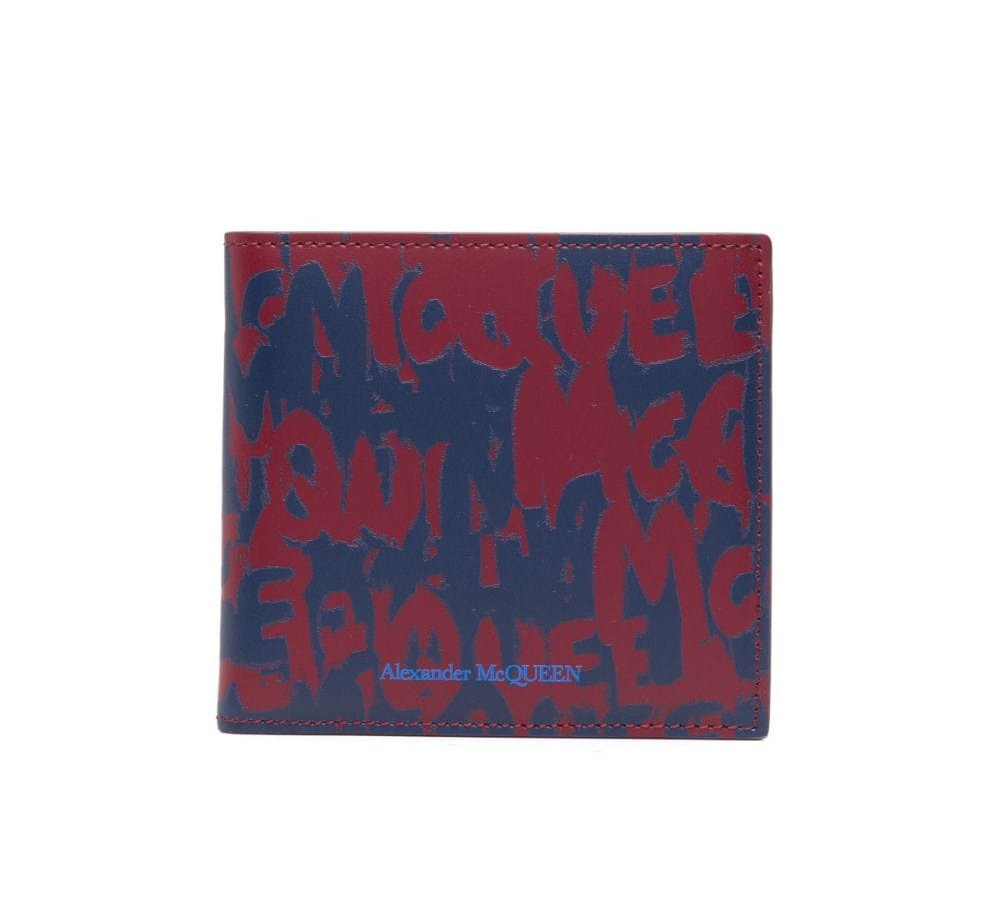 alexander mcqueen mcqueen graffiti bi-fold leather wallet