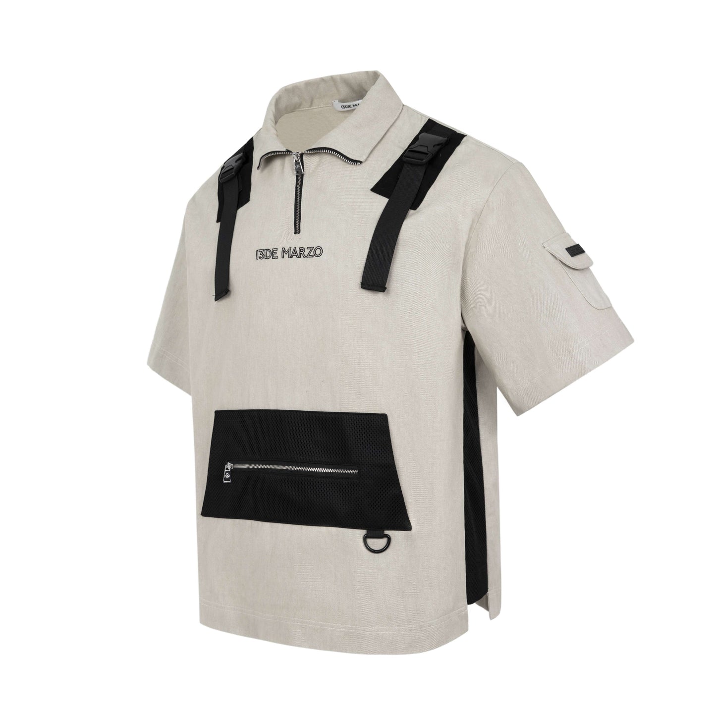13DE MARZO BEAR BAG FUNCTIONAL T-SHIRT LIGHT GRAY
