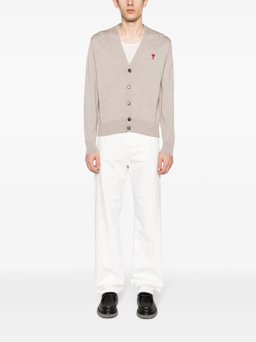 Ami De Coeur Small Logo Light Beige Cardigan