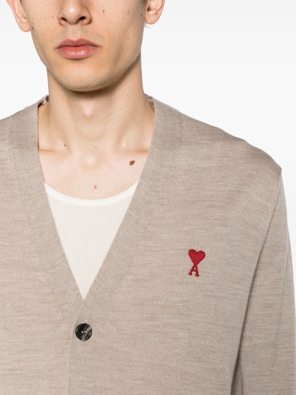 Ami De Coeur Small Logo Light Beige Cardigan