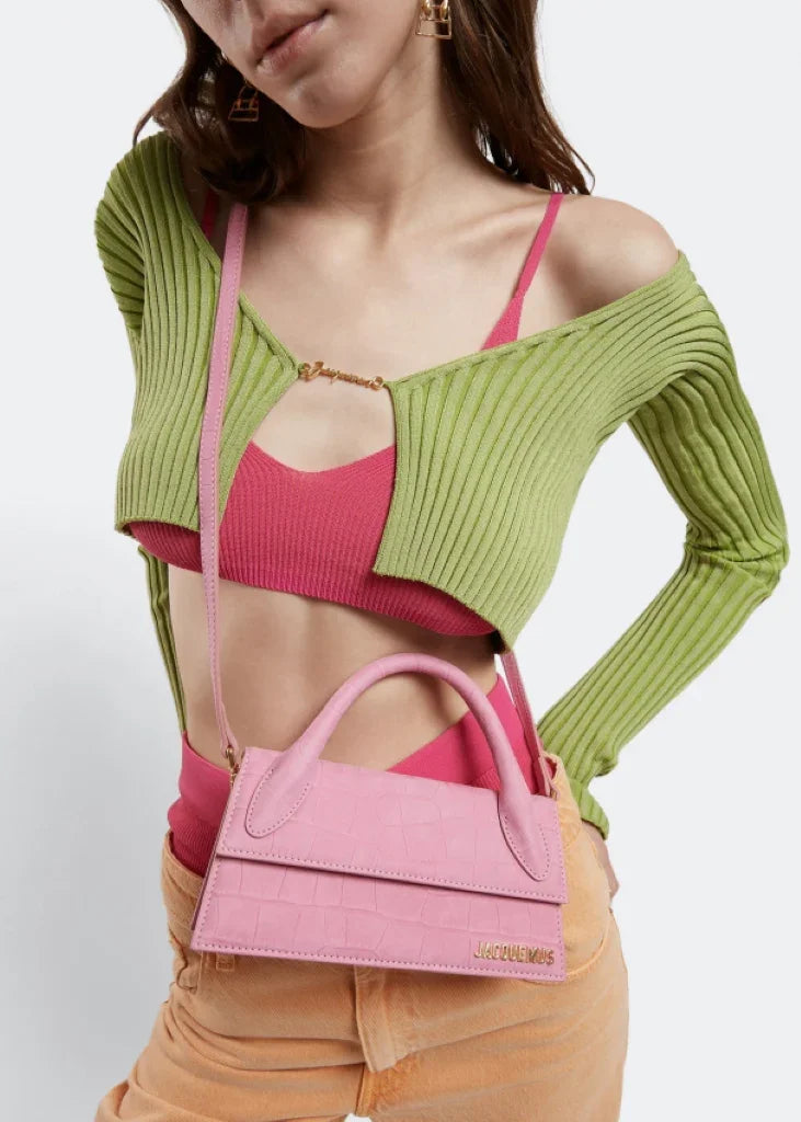 JACQUEMUS LE CHIQUITO LONG LES CLASSIQUES LA MONTAGNE CROCO PINK BLANKROOM