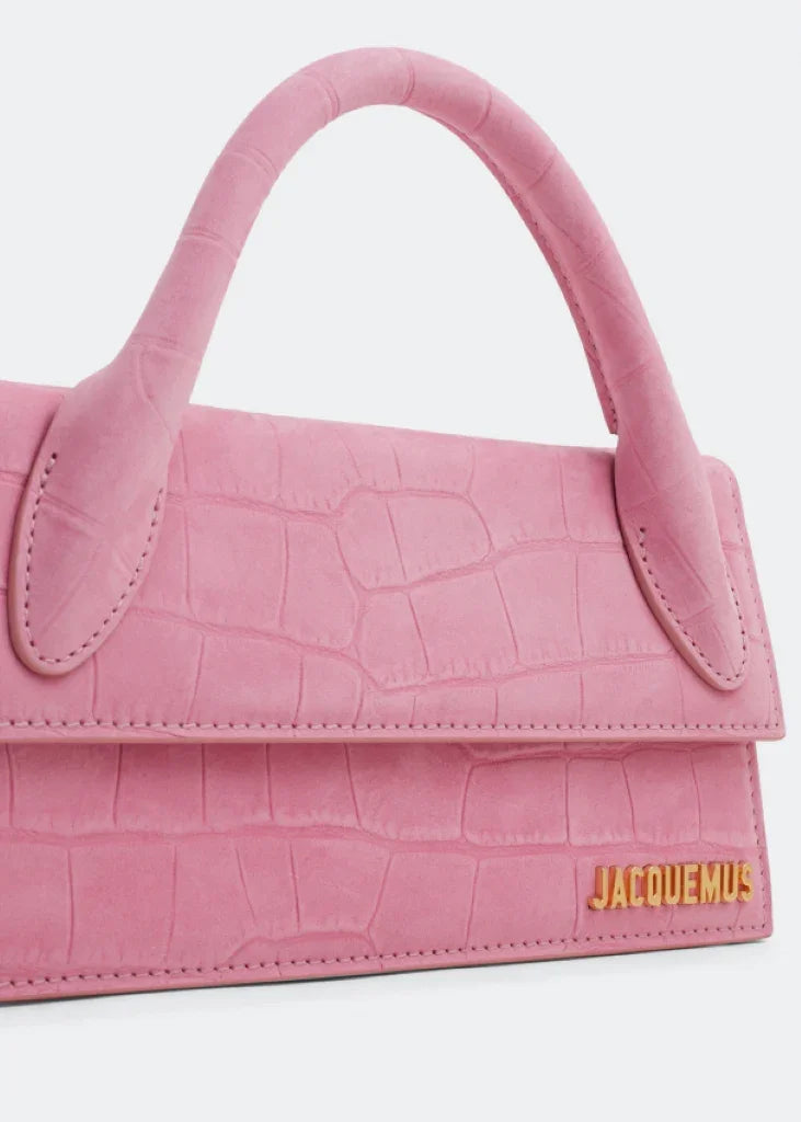 JACQUEMUS LE CHIQUITO LONG LES CLASSIQUES LA MONTAGNE CROCO PINK BLANKROOM