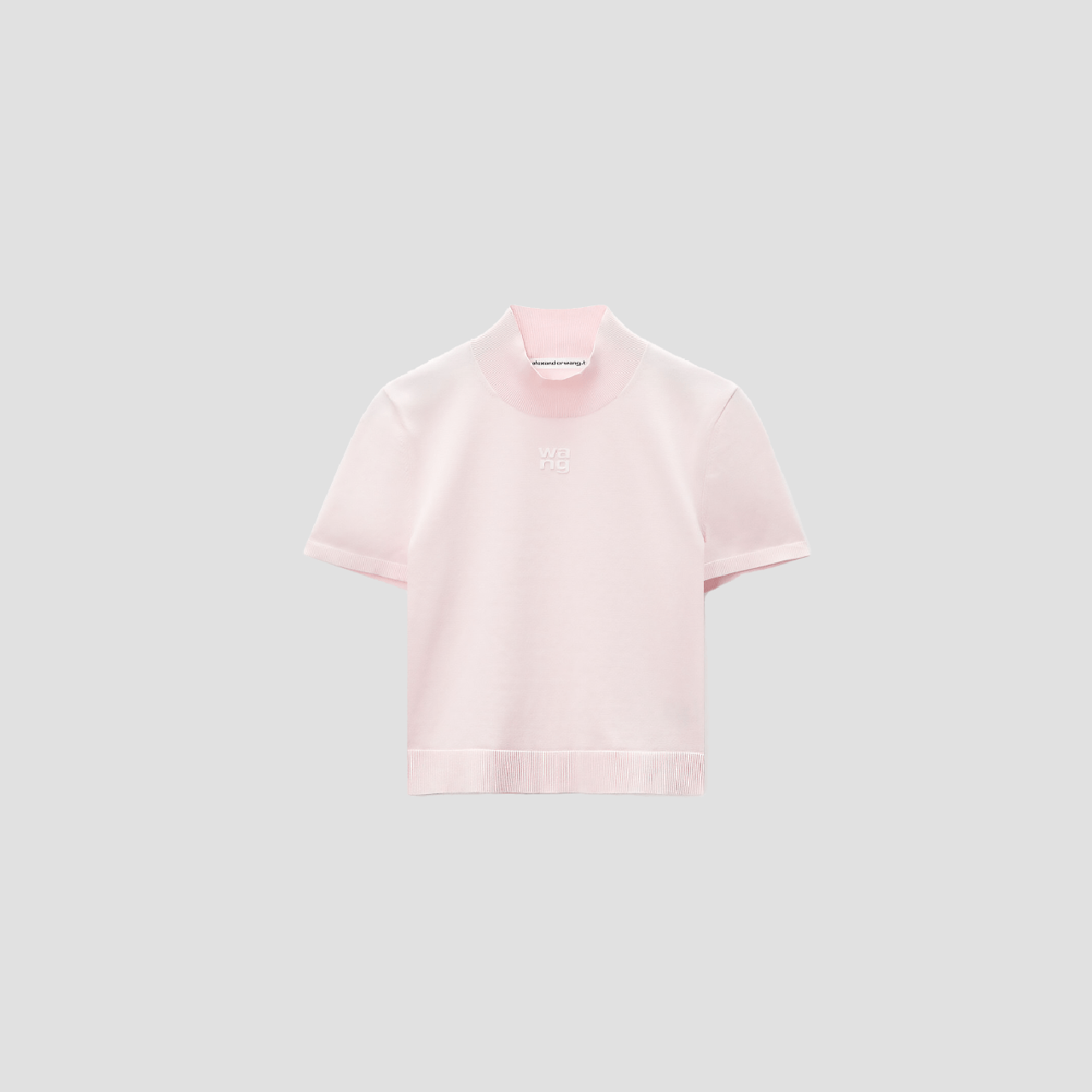 Alexander Wang Logo Ballerina Pink Mockneck Top 4KC3241029684A