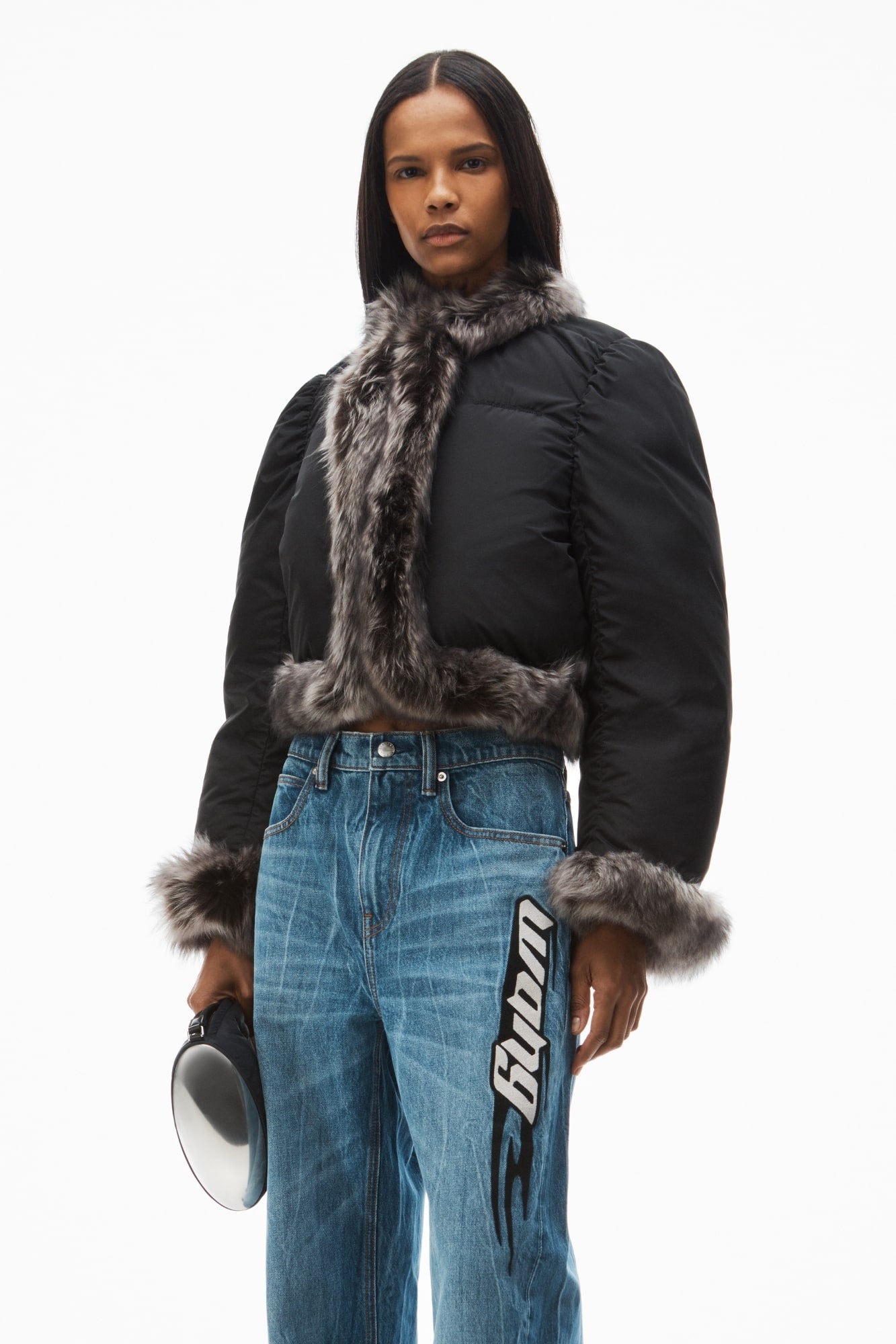 wearing Alexander Wang Blade Balloon Tumbled Medium Indigo Denim Jeans 4DC4244490483A