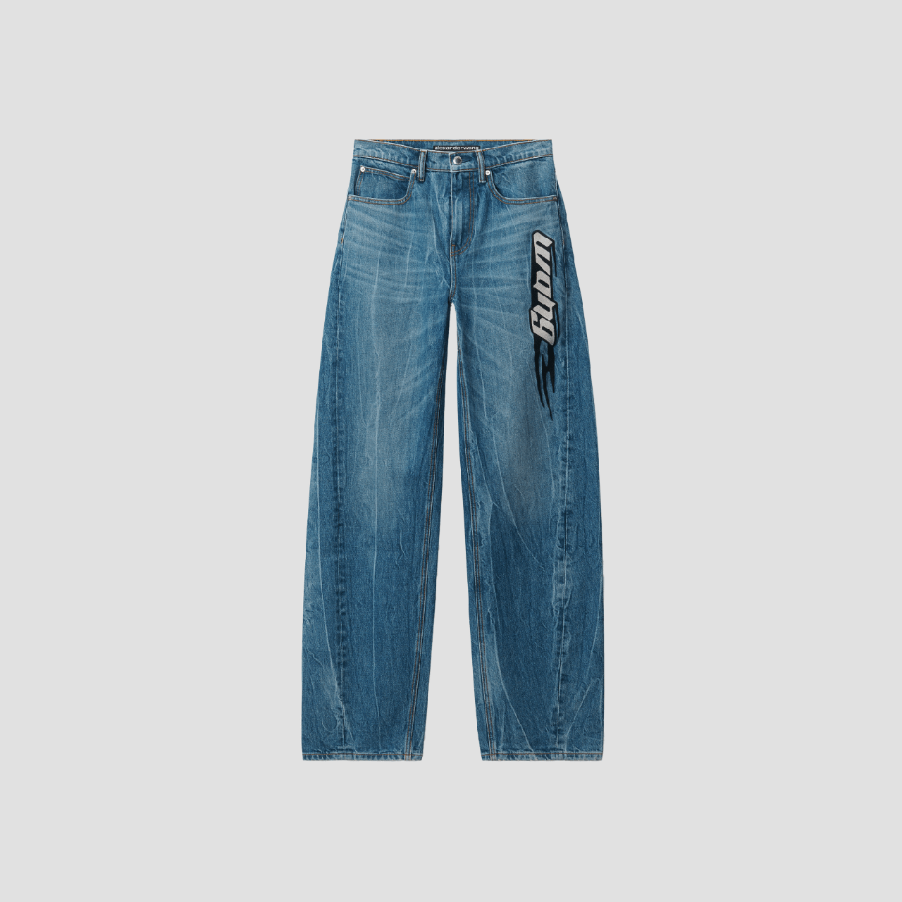 Alexander Wang Blade Balloon Tumbled Medium Indigo Denim Jeans 4DC4244490483A