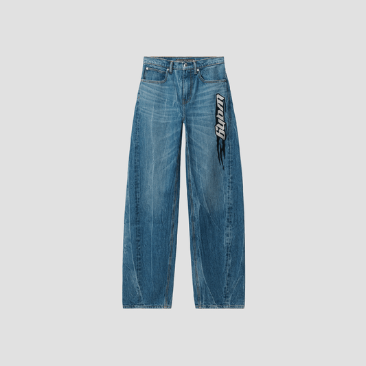 Alexander Wang Blade Balloon Tumbled Medium Indigo Denim Jeans 4DC4244490483A