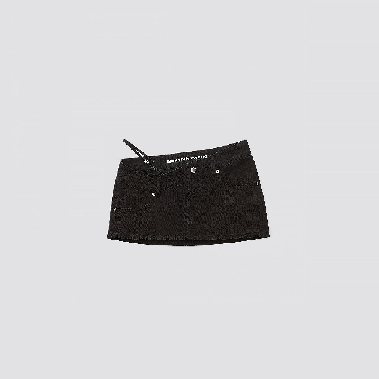 ALEXANDER WANG DIAMANTE LOGO ASYMMETRICAL MINI SKIRT BLACK 4DC4225287