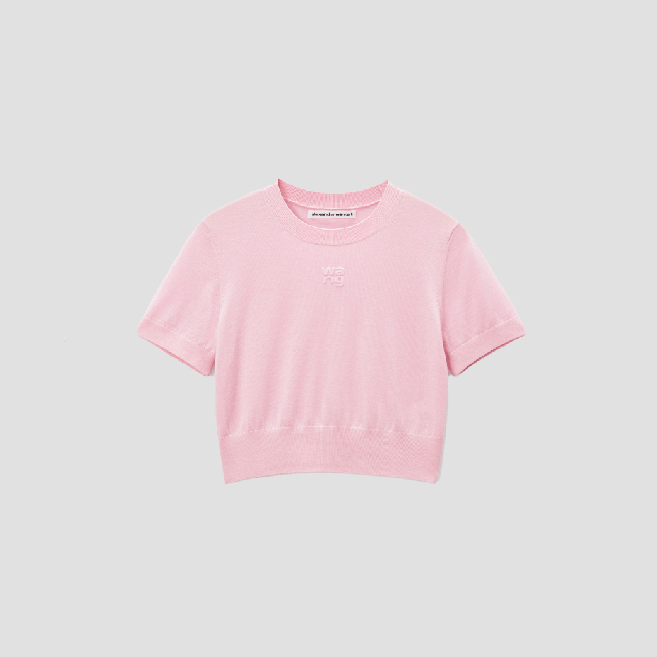 Alexander Wang Logo-Embossed Pink Superfine Merino Wool Tee 4KC3241037690B