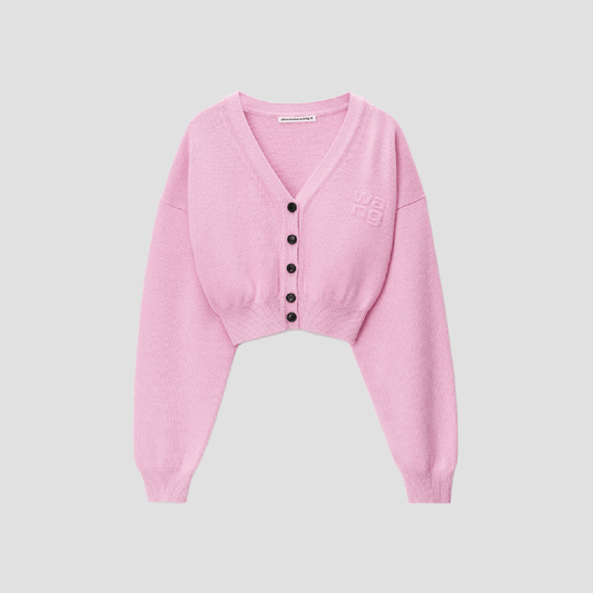 Alexander Wang Pink Lavender Cropped V‑Neck Cardigan 4KC2243005697A