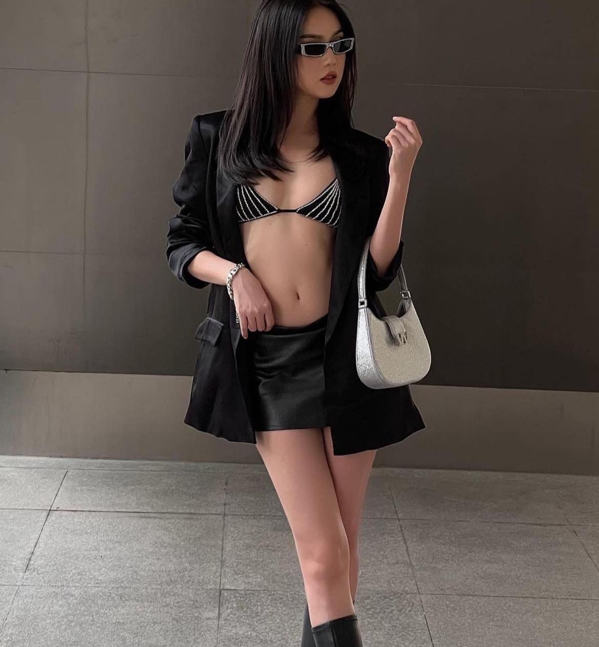 wearing Alexander Wang W Legacy Small Satin Rhinestone Hobo Bag 20322R3MV041