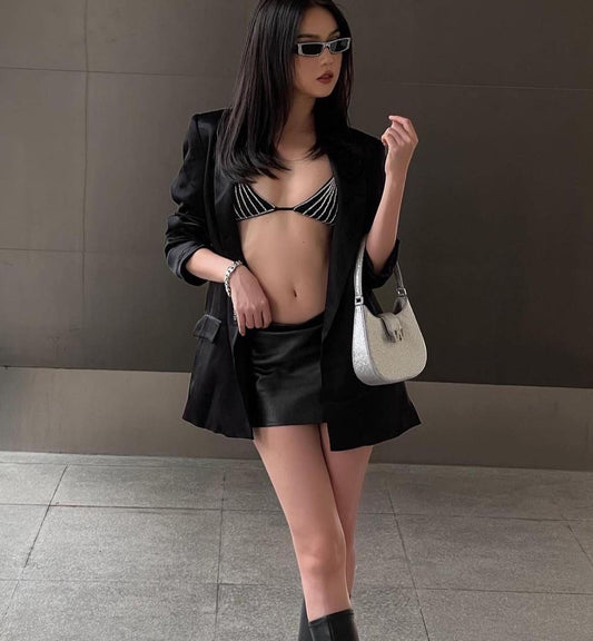 wearing Alexander Wang W Legacy Small Satin Rhinestone Hobo Bag 20322R3MV041