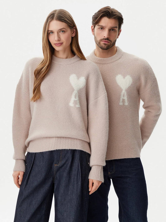 wearing Ami De Coeur Brushed Alpaca Large Logo Sweater UKS025.KN0032 685