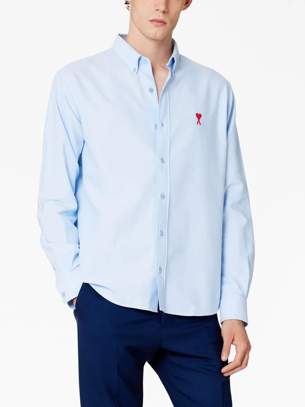 nam mặc áo Ami De Coeur Baby Blue Boxy Fit Cotton Shirt BFUSH130.C00031 450