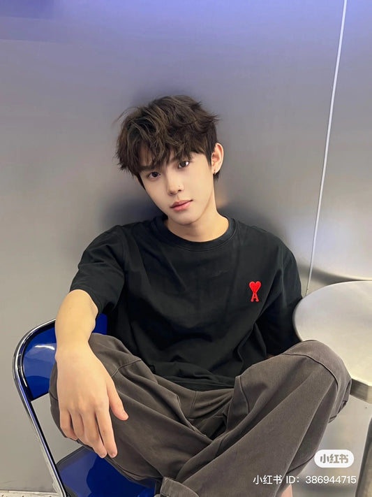 wearing Ami De Coeur Boxy Fit Black Cotton T-Shirt BFUTS005.726001