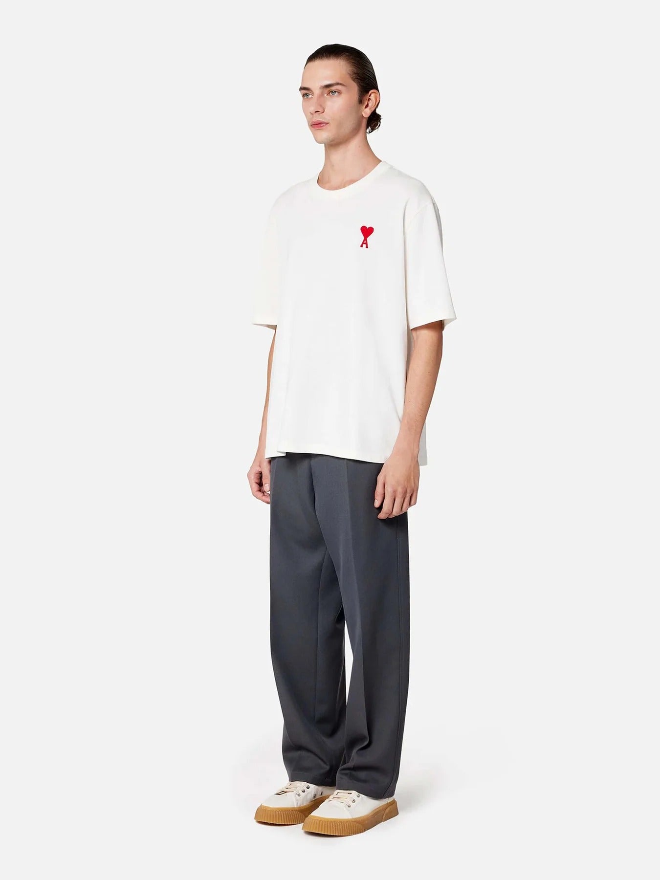 wearing Ami De Coeur Boxy Fit White T-Shirt UTS004.726 175