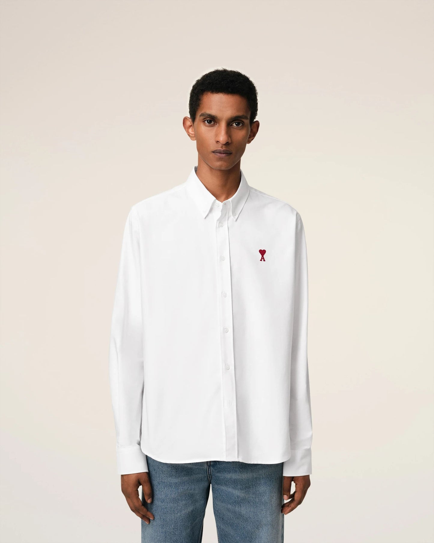 nam mặc áo Ami De Coeur Button Down Boxy Fit Cotton Oxford Shirt BFUSH130.CO0031 168
