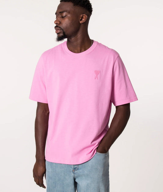wearing Ami De Coeur Candy Pink Boxy Fit T-Shirt UTS004.726 663