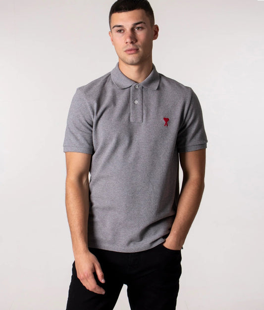 wearing Ami De Coeur Grey Polo Shirt HPL001.760 055