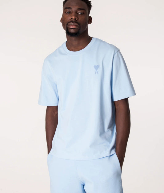 wearing Ami de Coeur Light Blue Boxy Fit Cotton T-Shirt UTS004.726 464