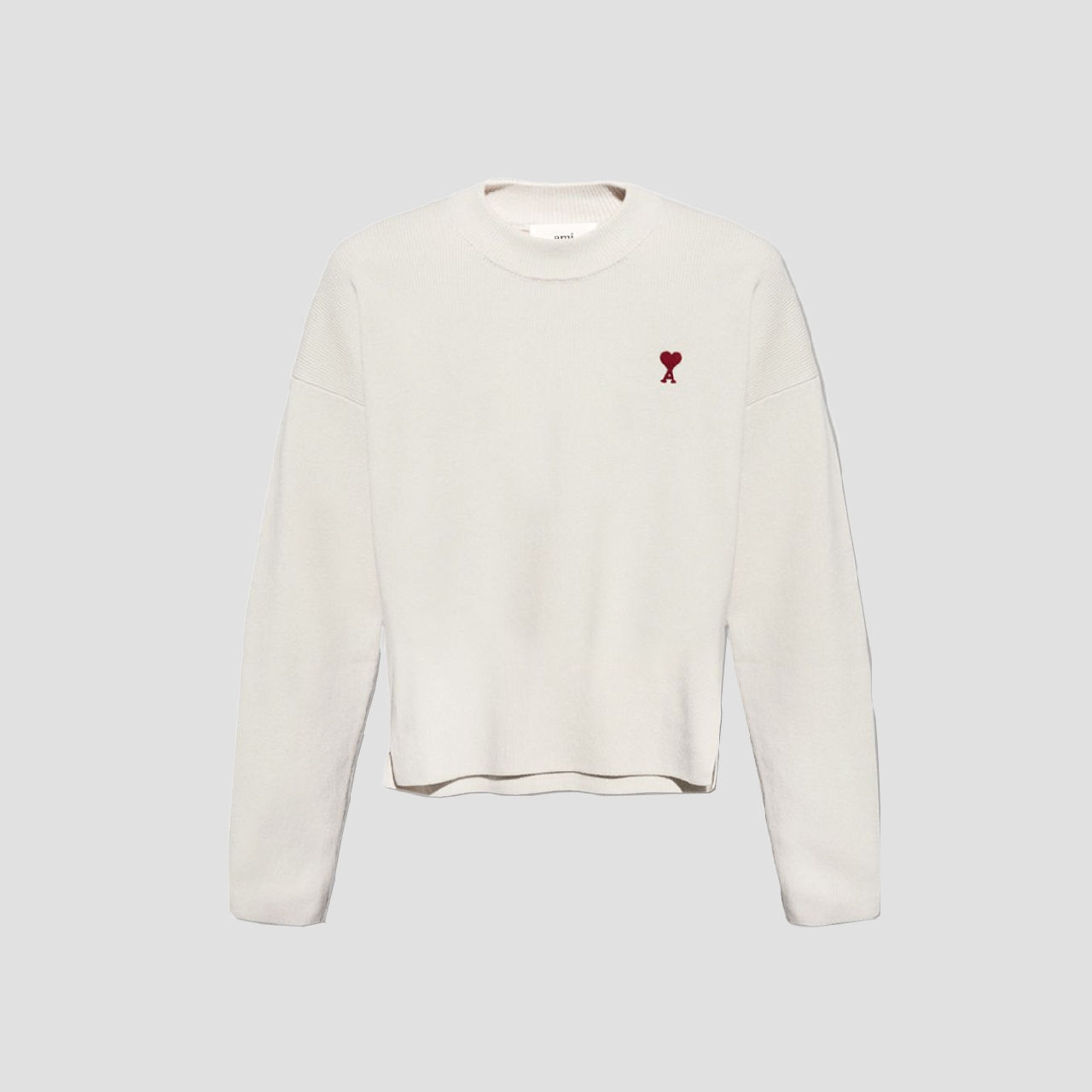 Ami De Coeur Light Grey Small Logo Ribbed Sweater UKS046.KN0042.193
