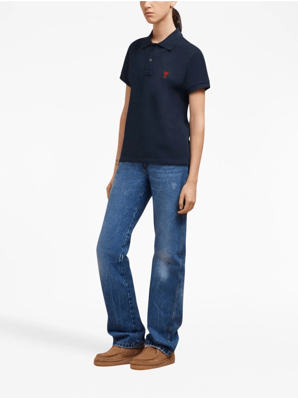 nữ mặc áo Ami De Coeur Navy Polo Shirt UPL001.760 430