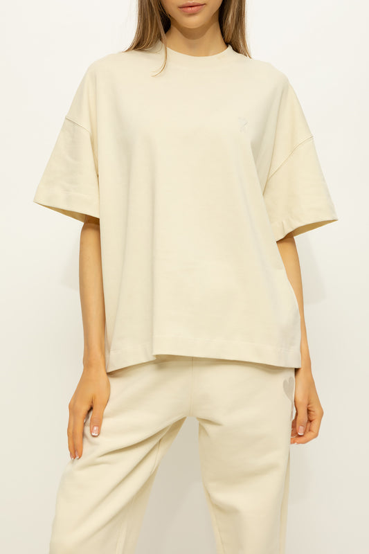 wearing Ami De Coeur Offwhite Oversize Fit T-Shirt UTS012.726 150