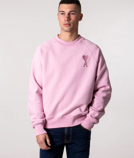 wearing Ami De Coeur Pale Pink Small Logo Sweater USW002747655