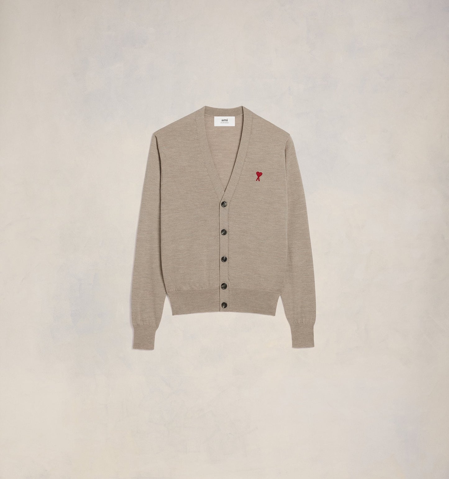 Ami De Coeur Small Logo Light Beige Cardigan HKC111KN0025 265