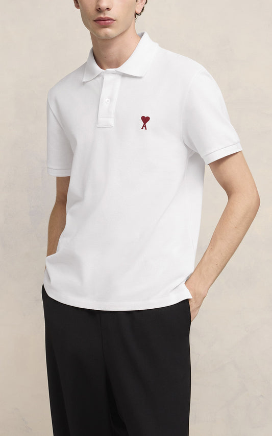 wearing Ami De Coeur White/Red Polo Shirt BFUPL001.760 100
