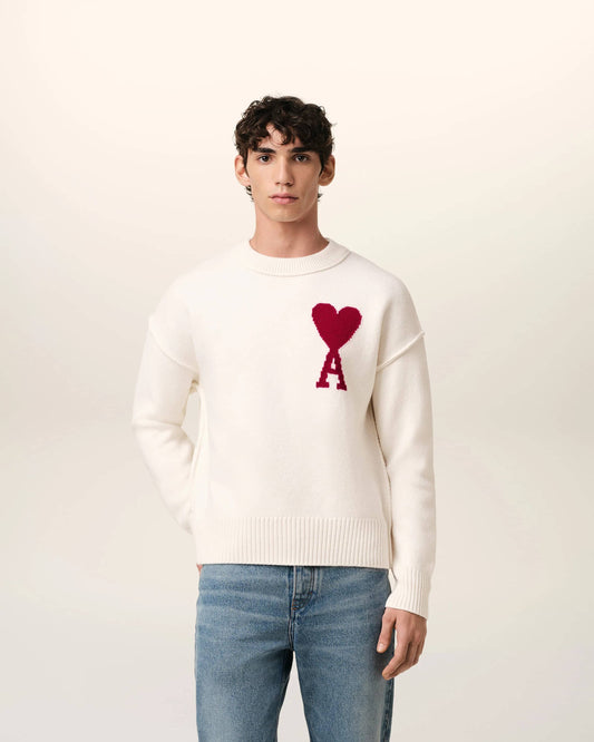 wearing Ami de Coeur White Wool Sweater BFUKS006.018.154