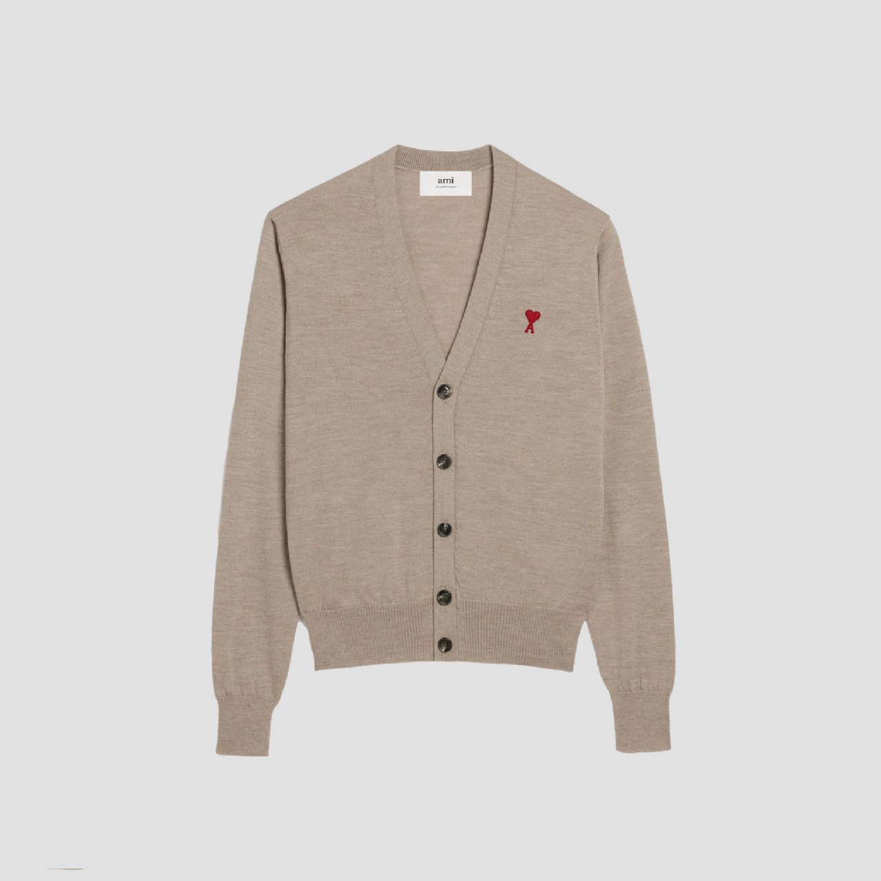 Ami Paris Small Ami De Coeur Light Beige Cardigan HKC111.KN0025 265