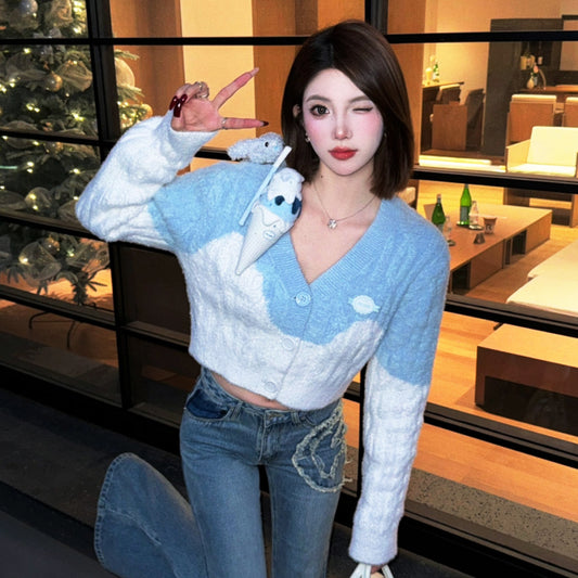 áo 13de marzo doozoo melt ice cream knit cardigan blue blank room