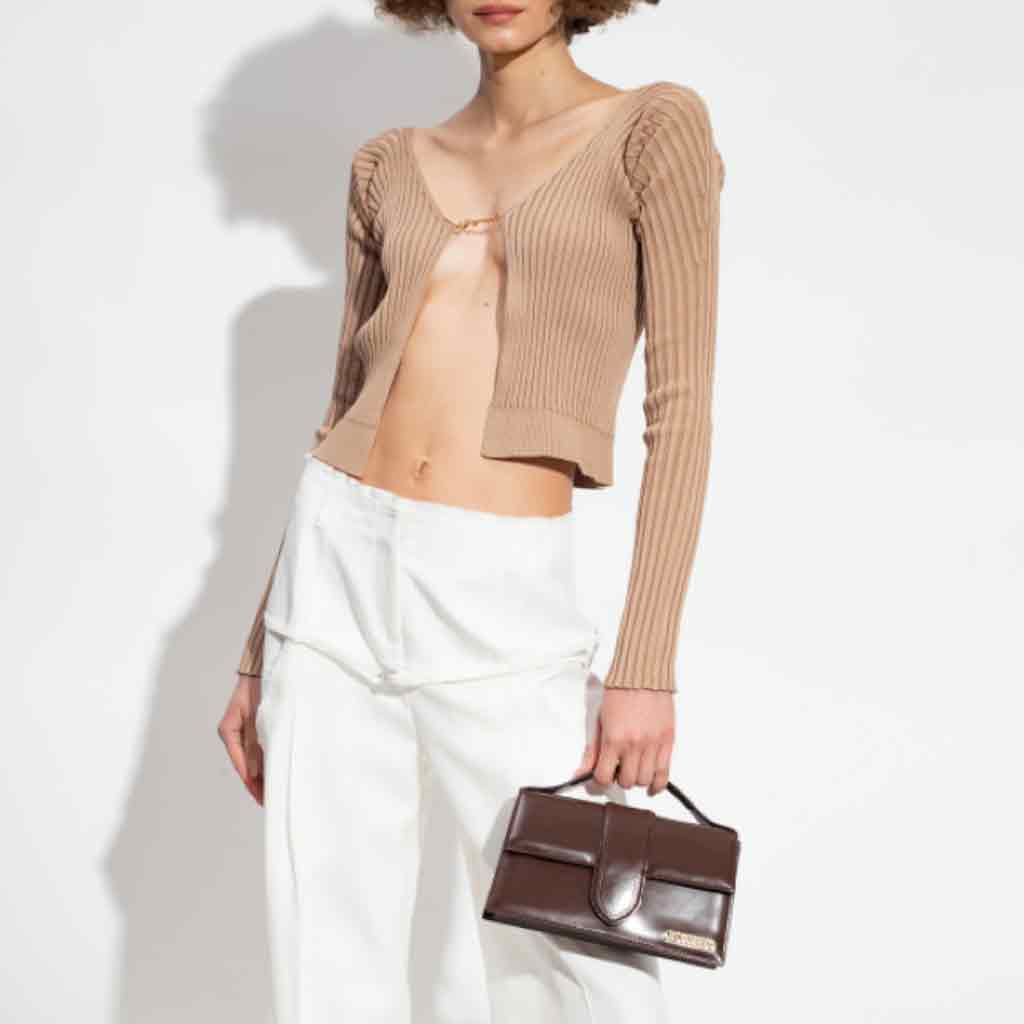 áo jacquemus la maille pralu longue light brown blank room