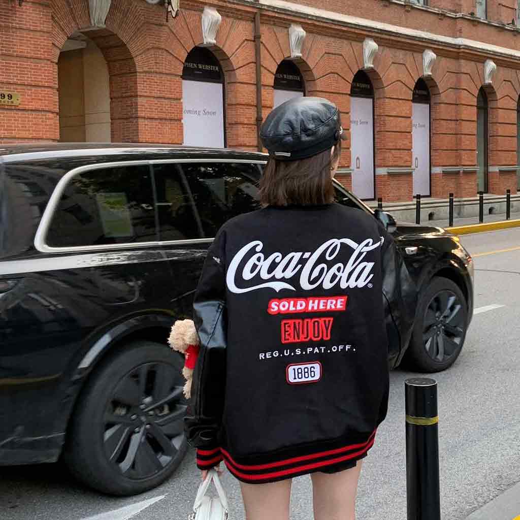 áo khoác 13de marzo x coca-cola bear baseball jacket black blank room hà nội