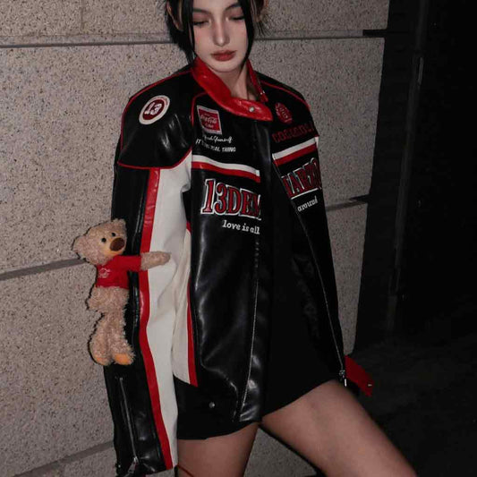 áo khoác 13de marzo x coca-cola bear racing leather jacket black blank room hà nội