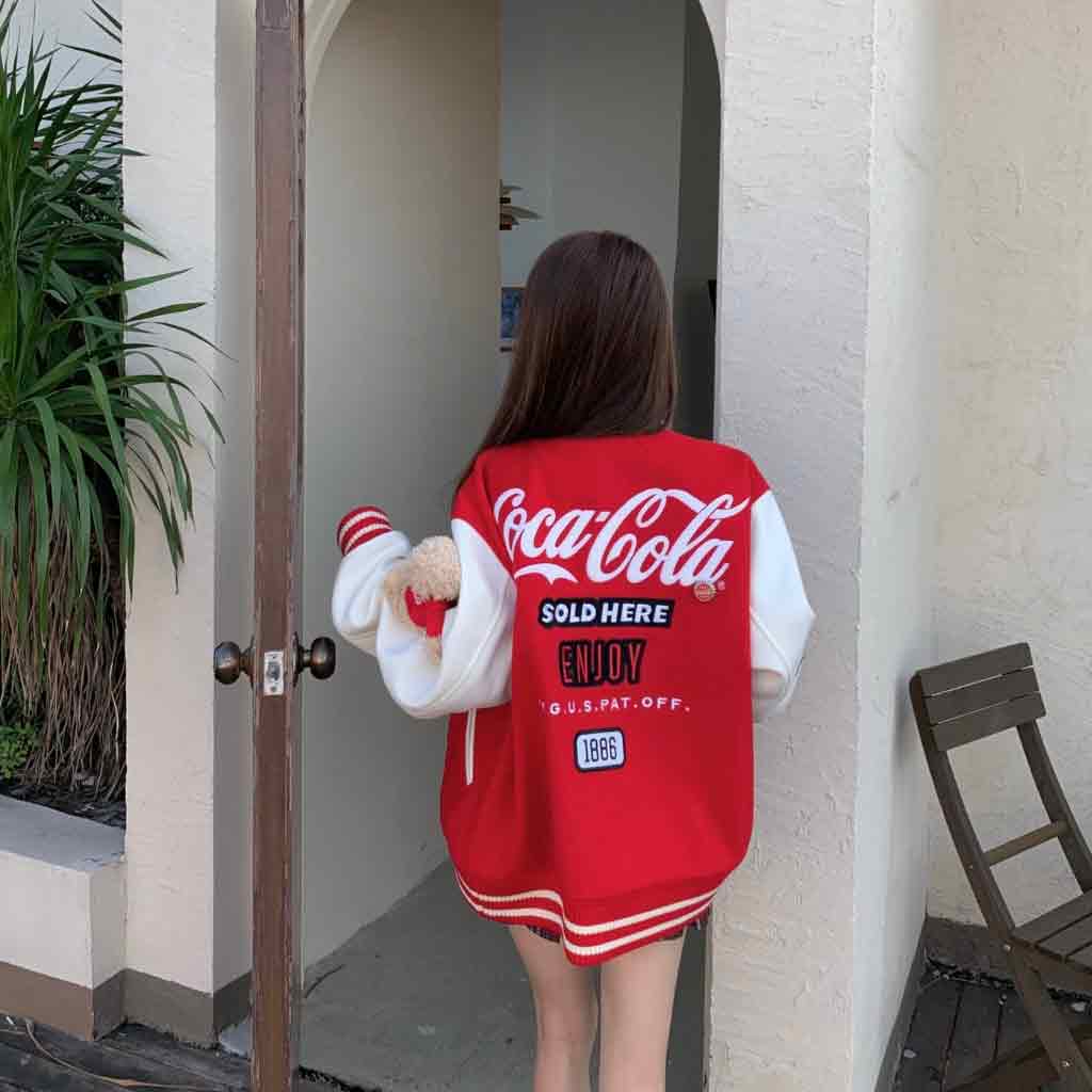 áo khoác 13de marzo x coca-cola bear baseball jacket red blank room hà nội