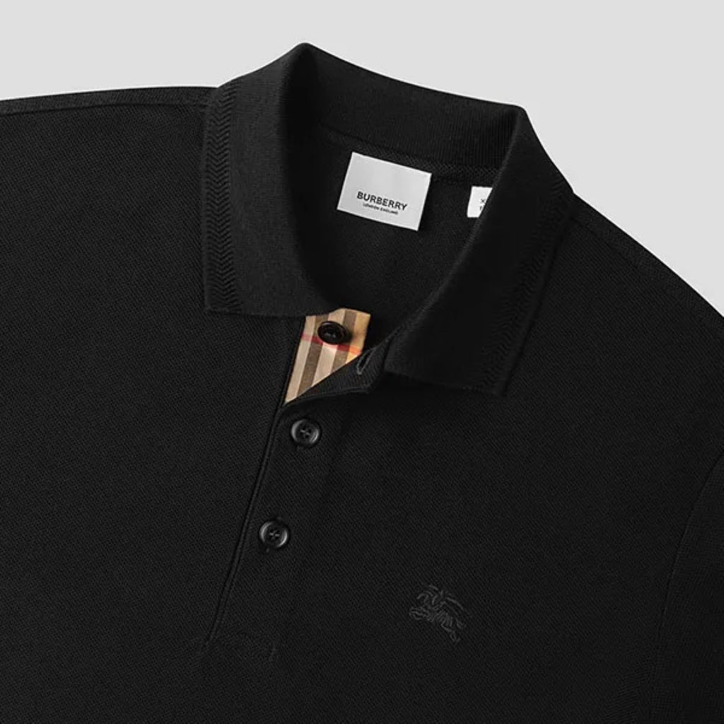 áo thun có cổ BURBERRY LOGO EQUESTRIAN KNIGHT EMBOIRDERED BLACK 8067582 authentic tại blankroom hà nội, việt nam