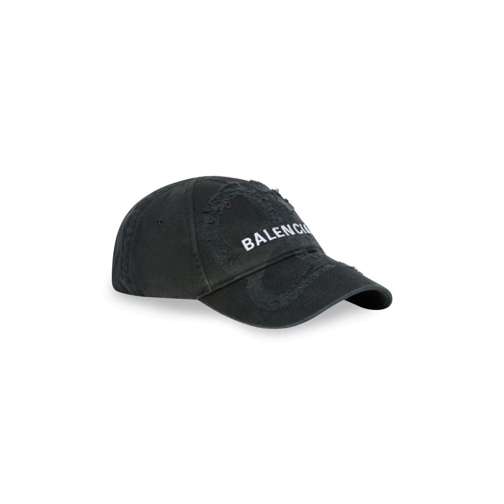 tổng thể nón BALENCIAGA BB LASER DESTROYED CAP IN BLACK 719282410B21077