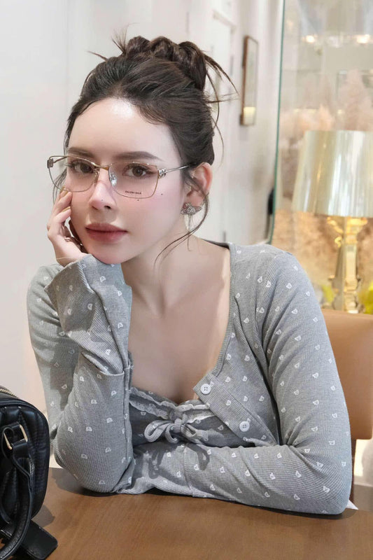 wearing Balenciaga BB0375OA 003 Rectangular Eyeglasses Silver