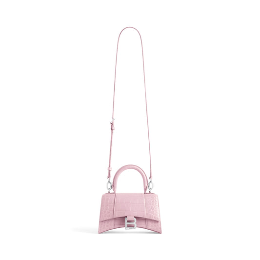 túi xách BALENCIAGA HOURGLASS XS HANDBAG CROCODILE EMBOSSED IN LIGHT PINK 5928331LR6Y6904