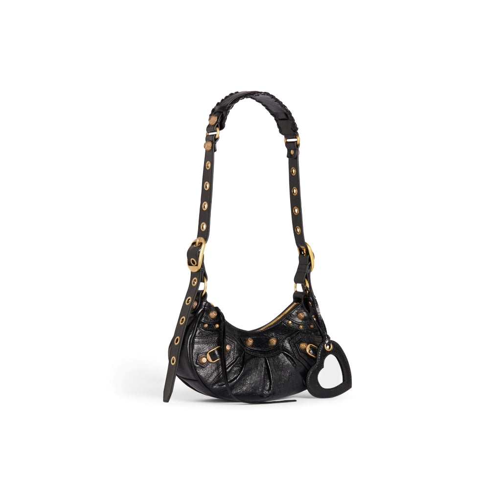 tổng thể túi BALENCIAGA LE CAGOLE XS BLACK SHOULDER BAG WITH GOLD HARDWARE 671309210F61000 Authentic