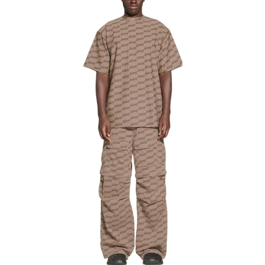 wearing Balenciaga Swim BB Monogram T-Shirt Beige Brown 6570274B7B99764