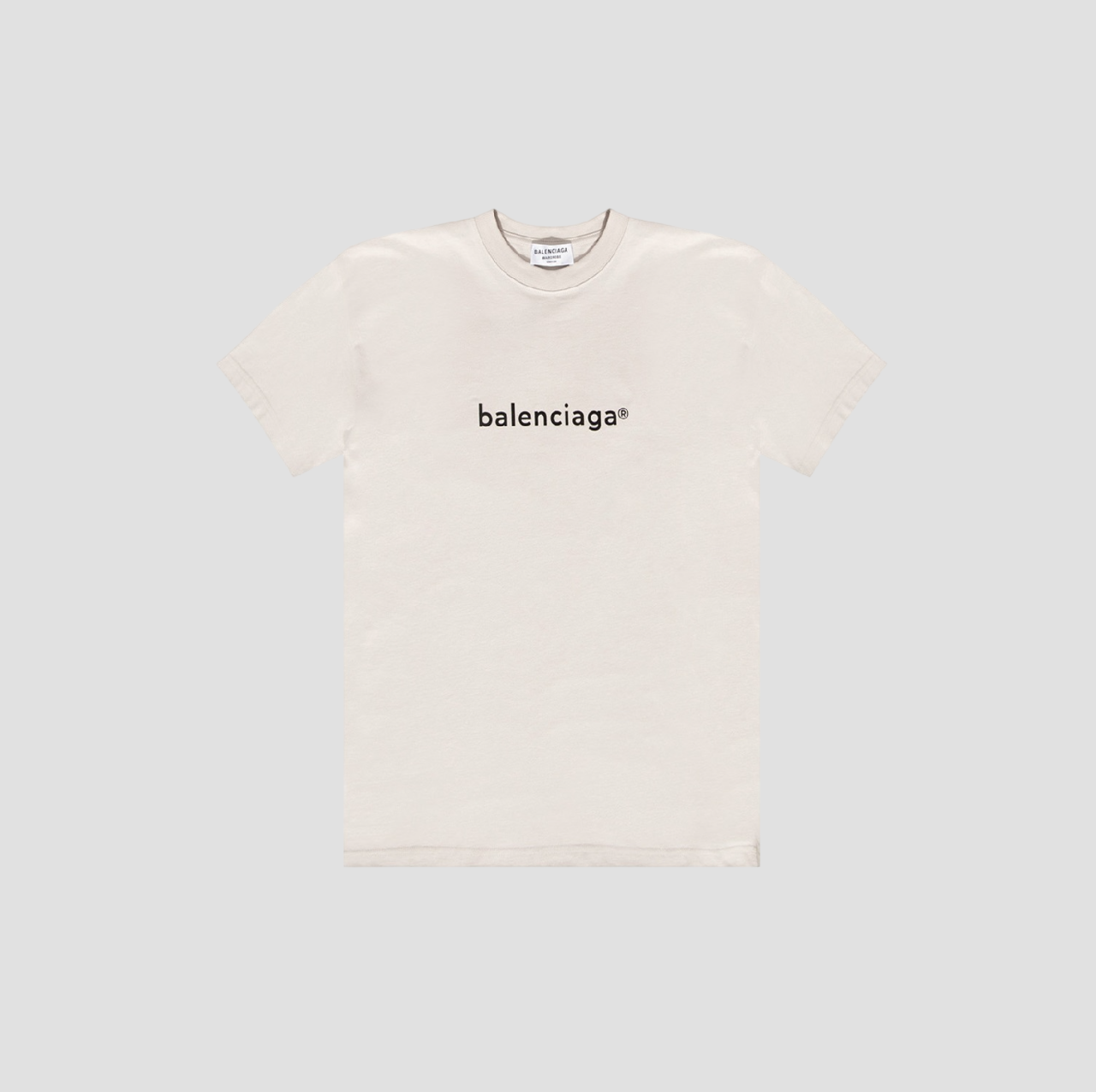 BALENCIAGA UNISEX LOGO LETTERING T-SHIRT BEIGE 612965TIV542984